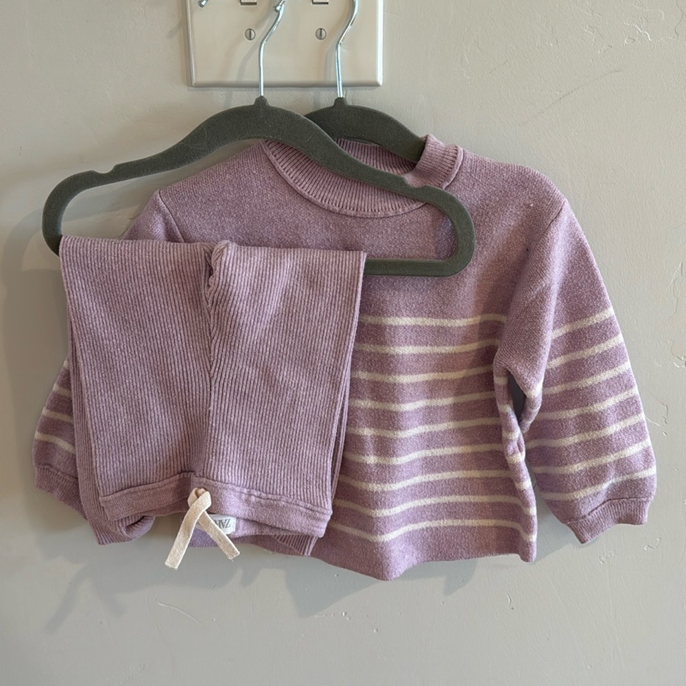 Zara Purple Stripped Sweater Set